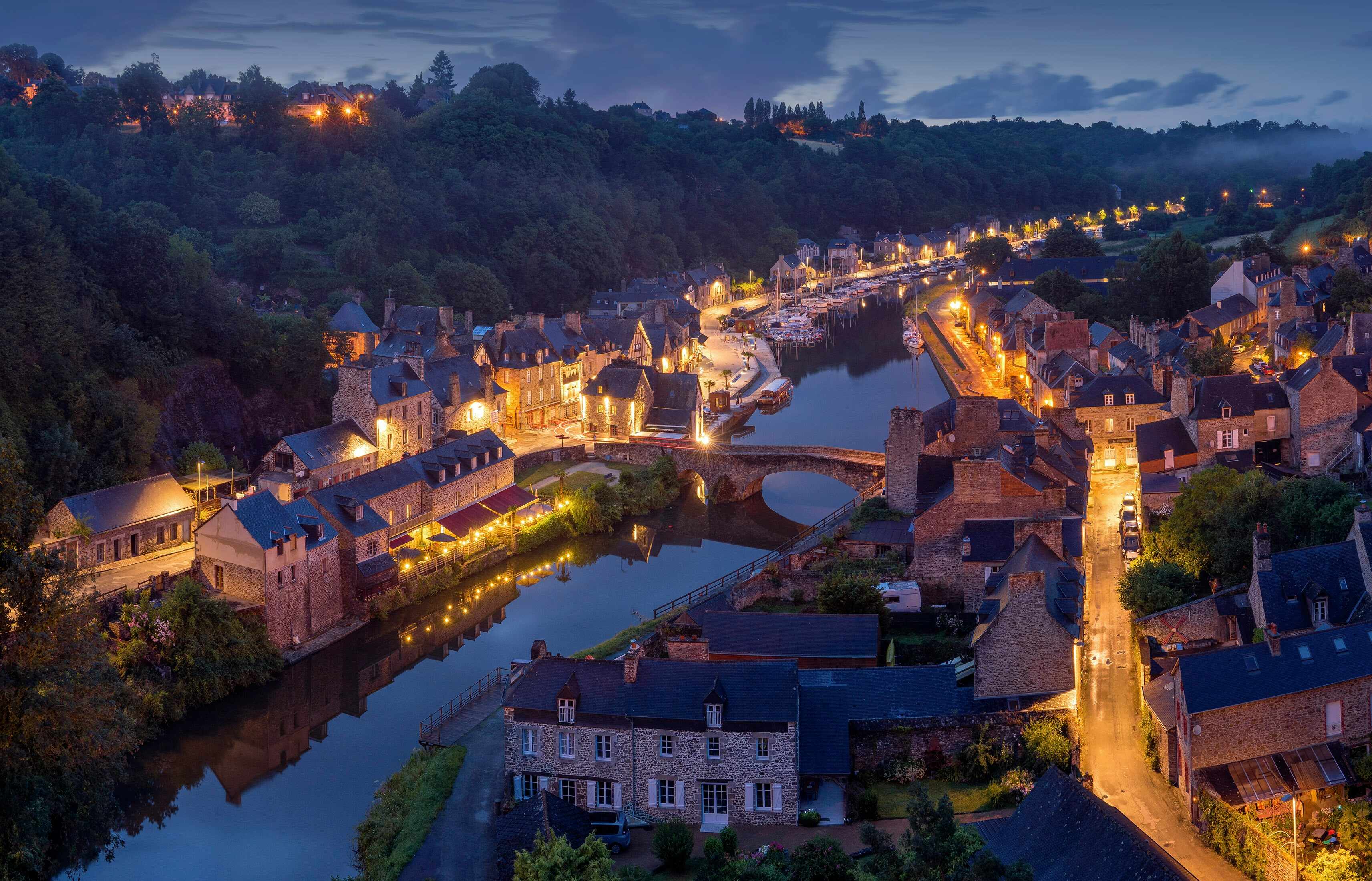 france river at night with lights