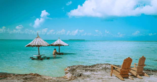 beautiful tables in the sea