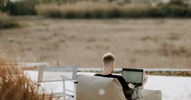 guy working on a beach