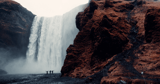 huge waterfall in iceland